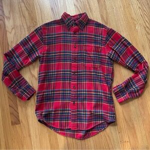 Vintage Land’s End classic red plaid flannel shirt